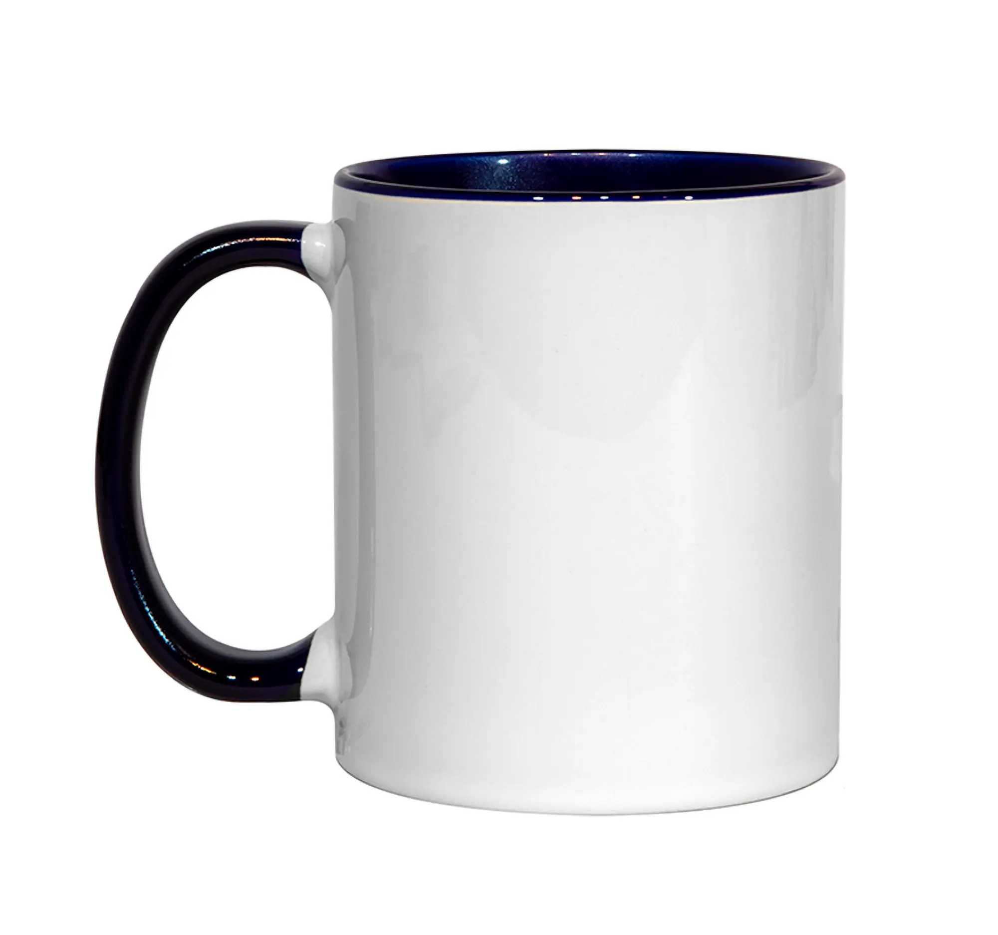 11oz Dark Blue Coloured Handle and Inner Ceramic Mug